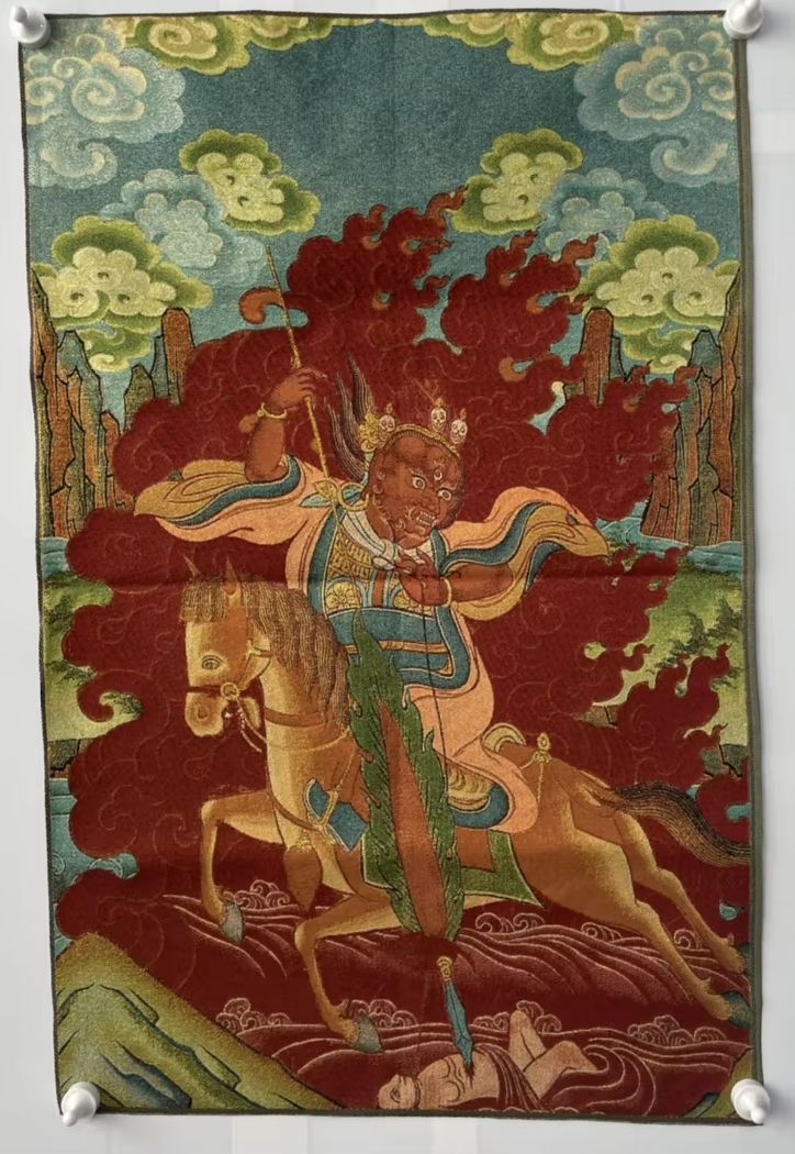 Embroidery Horse - 35' Old Nepalese Temples Silk Embroidery