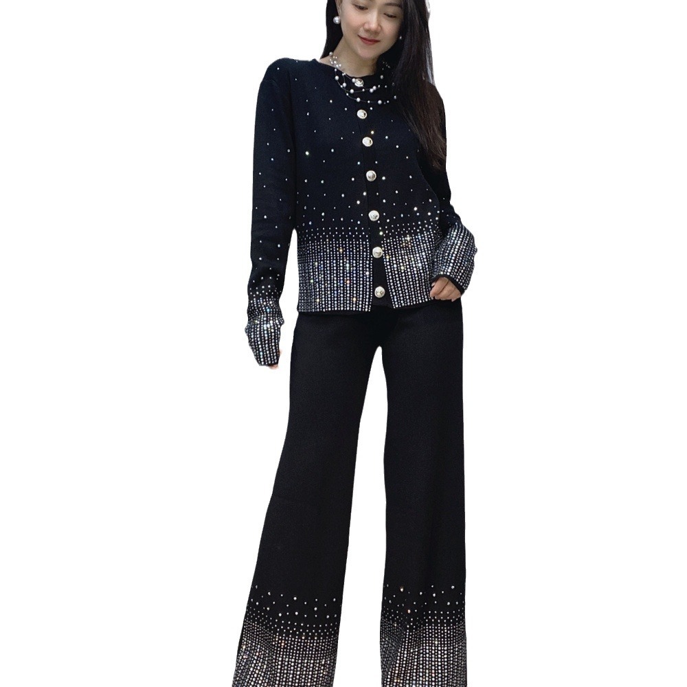 Embroidery Flower Pattern - Women Diamond Beaded Knitted Cardigan Hot