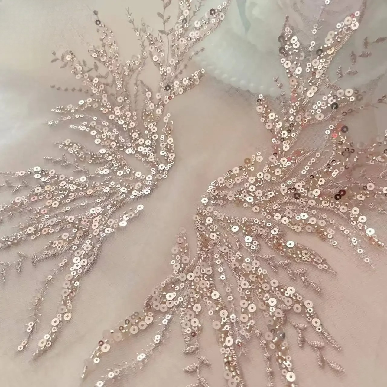 Embroidery Flower Pattern - 5Pair-2Pair.Rose Gold Sequin Tube Bead Embroidery