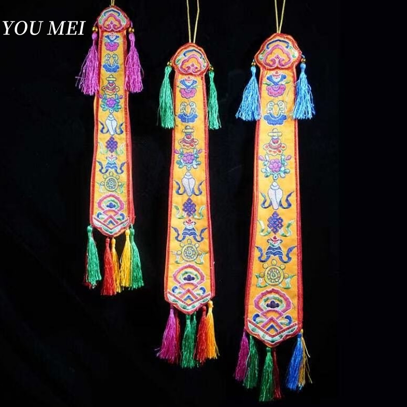 Embroidery Gift - Nepal Handmade Eight Auspicious Flags,Tibetan Tassel