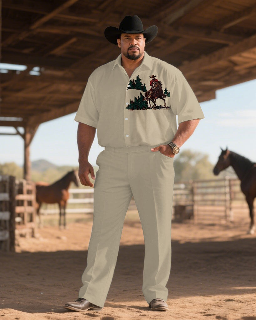 Embroidery Shirt - S-9XL Men's Western Cowboy Embroidery Print