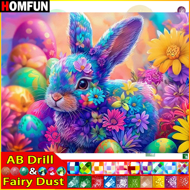 Embroidery Flower Pattern - HOMFUN Fairy Dust AB Diamond Painting