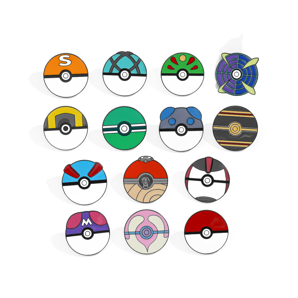 Embroidery Garment - 14 Pcs Cartoon Brooch Minimalist Poké
