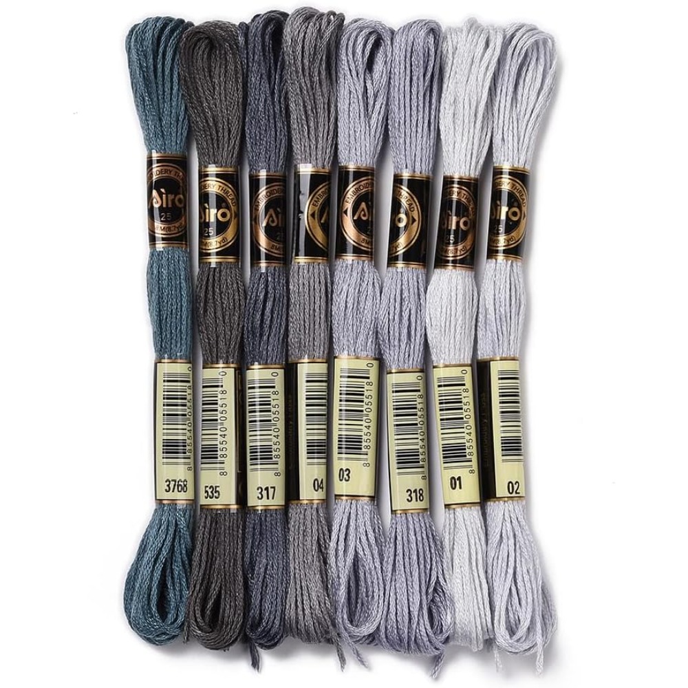Embroidery Gift - 8 Skeins 70 Yards Grey Friendship