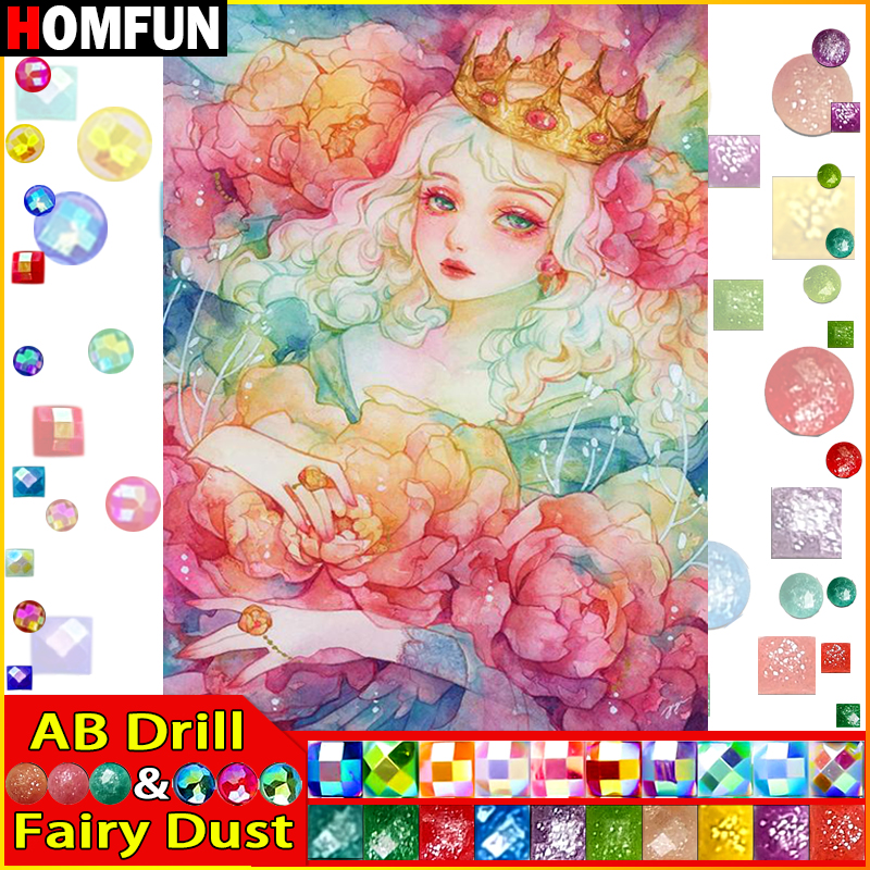 Embroidery Flower Pattern - HOMFUN Fairy Dust AB Diamond Embroidery