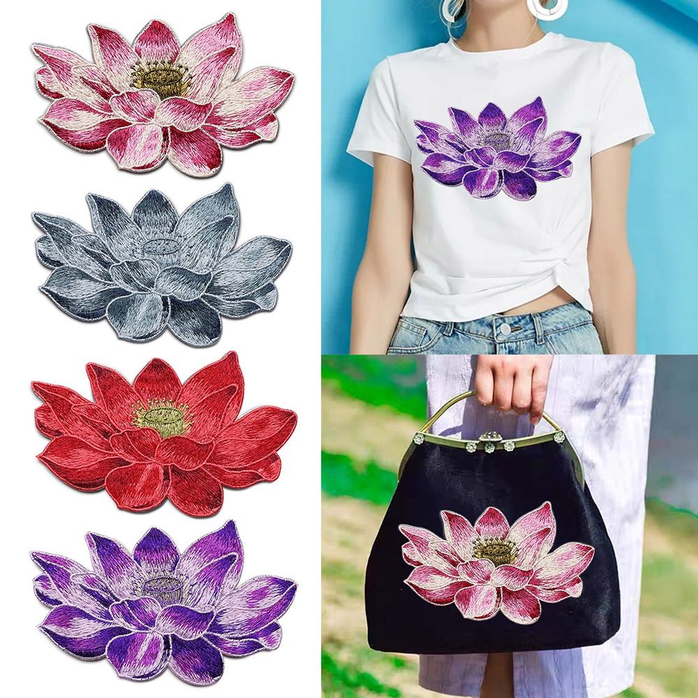 Embroidery Flower Pattern - Soft Lotus Flower Patch Embroidered DIY