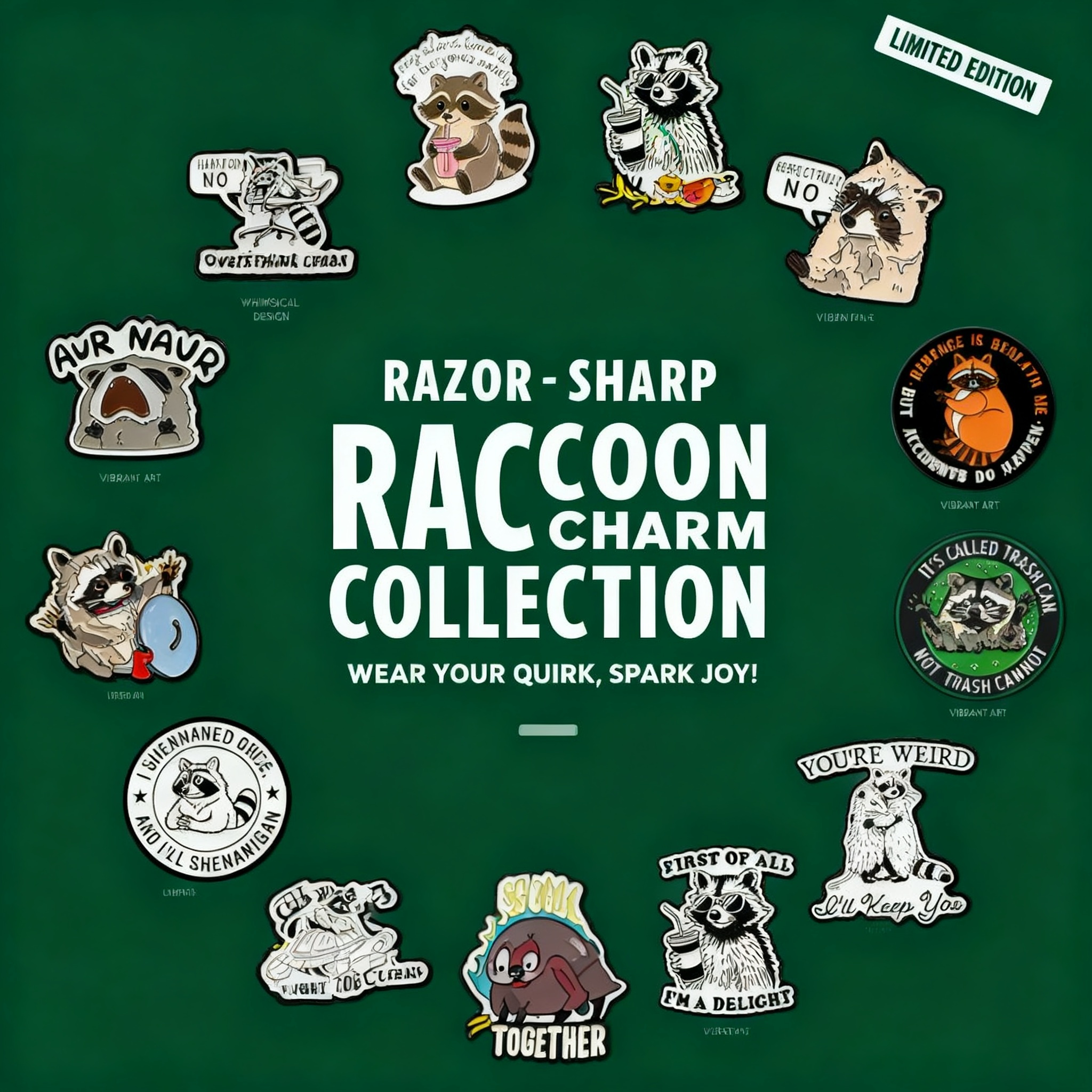 Embroidery Garment - Cute Raccoon Brooch Pin Badge Clothing