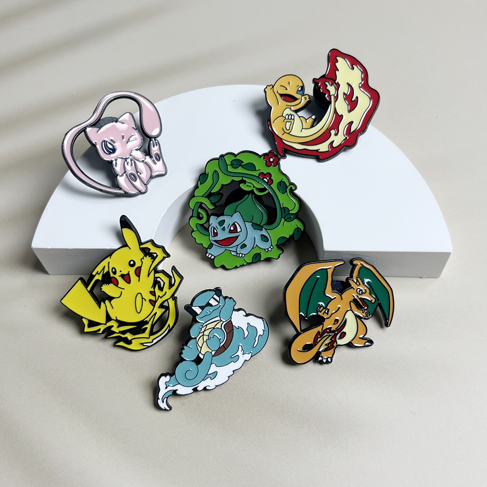 Embroidery Garment - 6pcs Anime Pins Set Pokemon Enamel