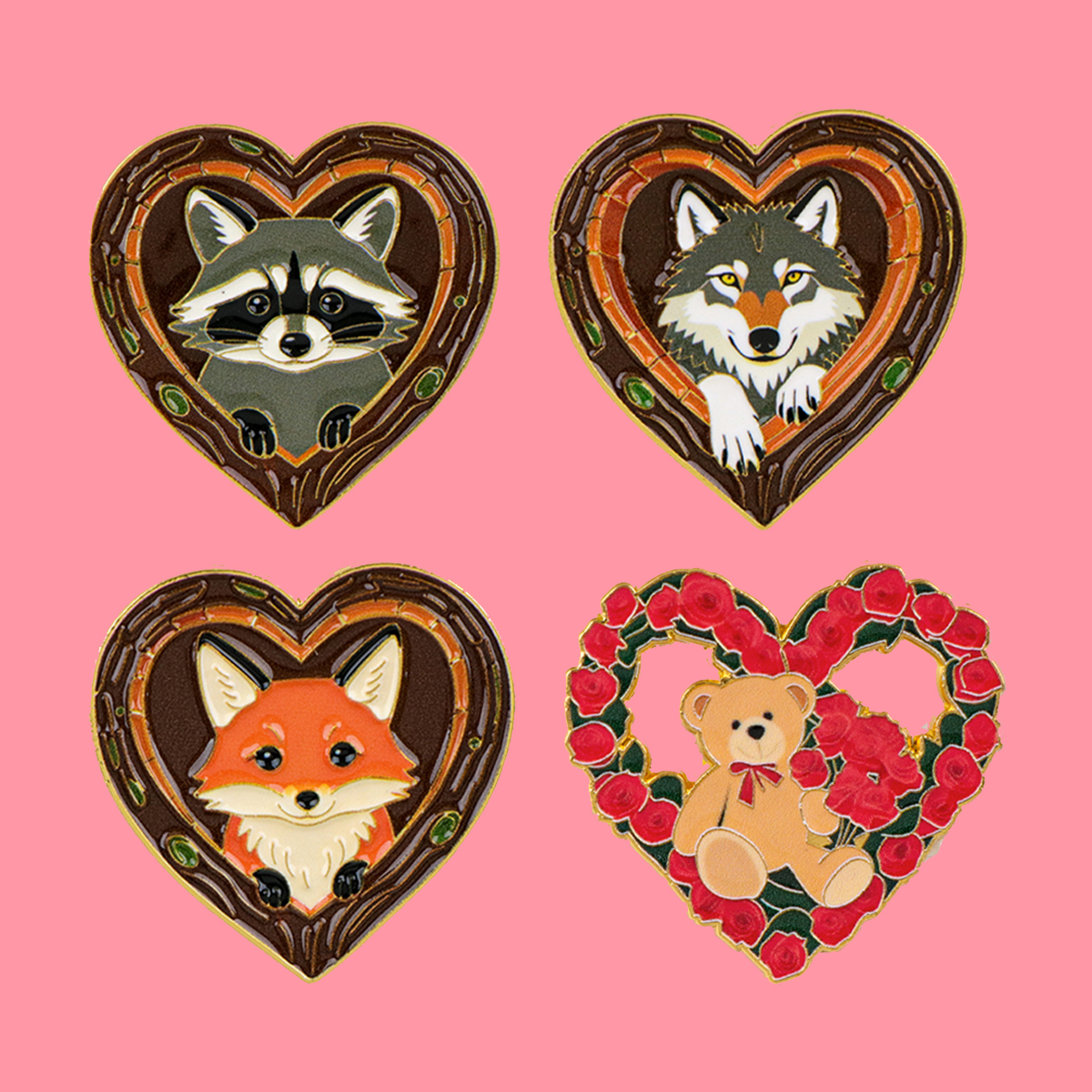Fox Rose Bear Enamel Pins Anim – обзор и цена Embroidery Garment