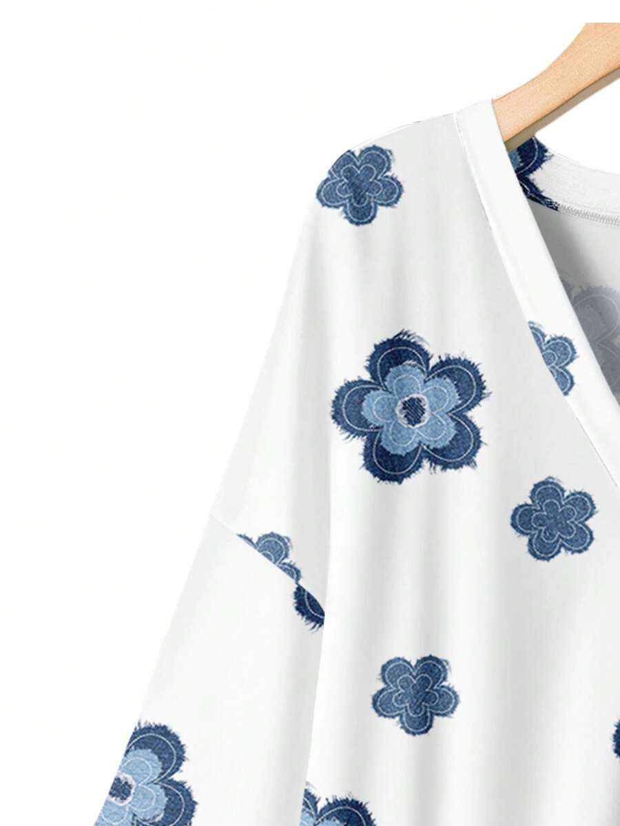 Floral Print Plus Size V-Neck  – обзор и цена Embroidery Shirt