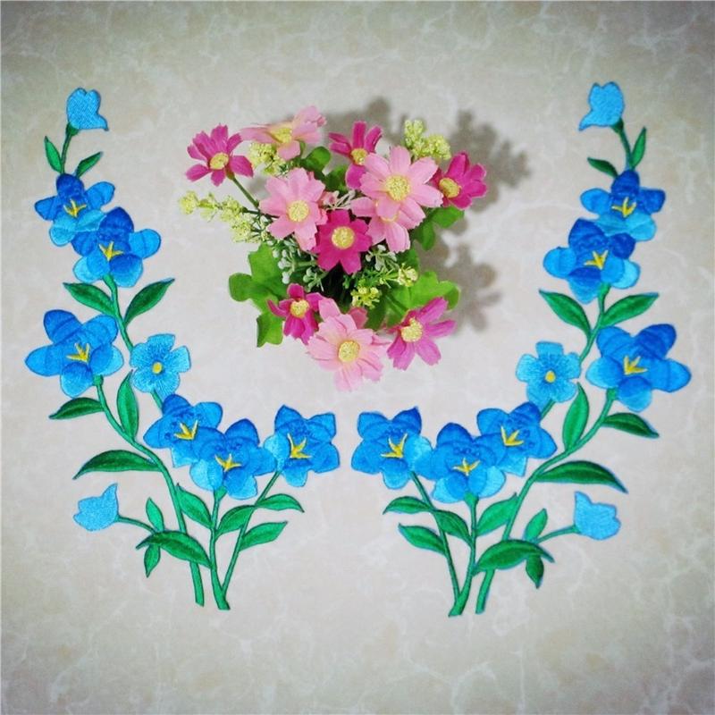 1/2pcs Nice Blue Flower Patch  – обзор и цена Embroidery Flower Pattern