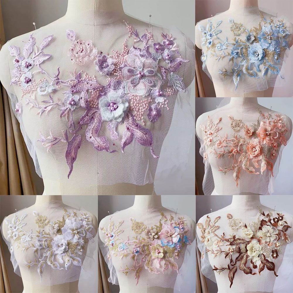 3D Flowers Beaded Lace Fabrics – обзор и цена Embroidery Flower Pattern