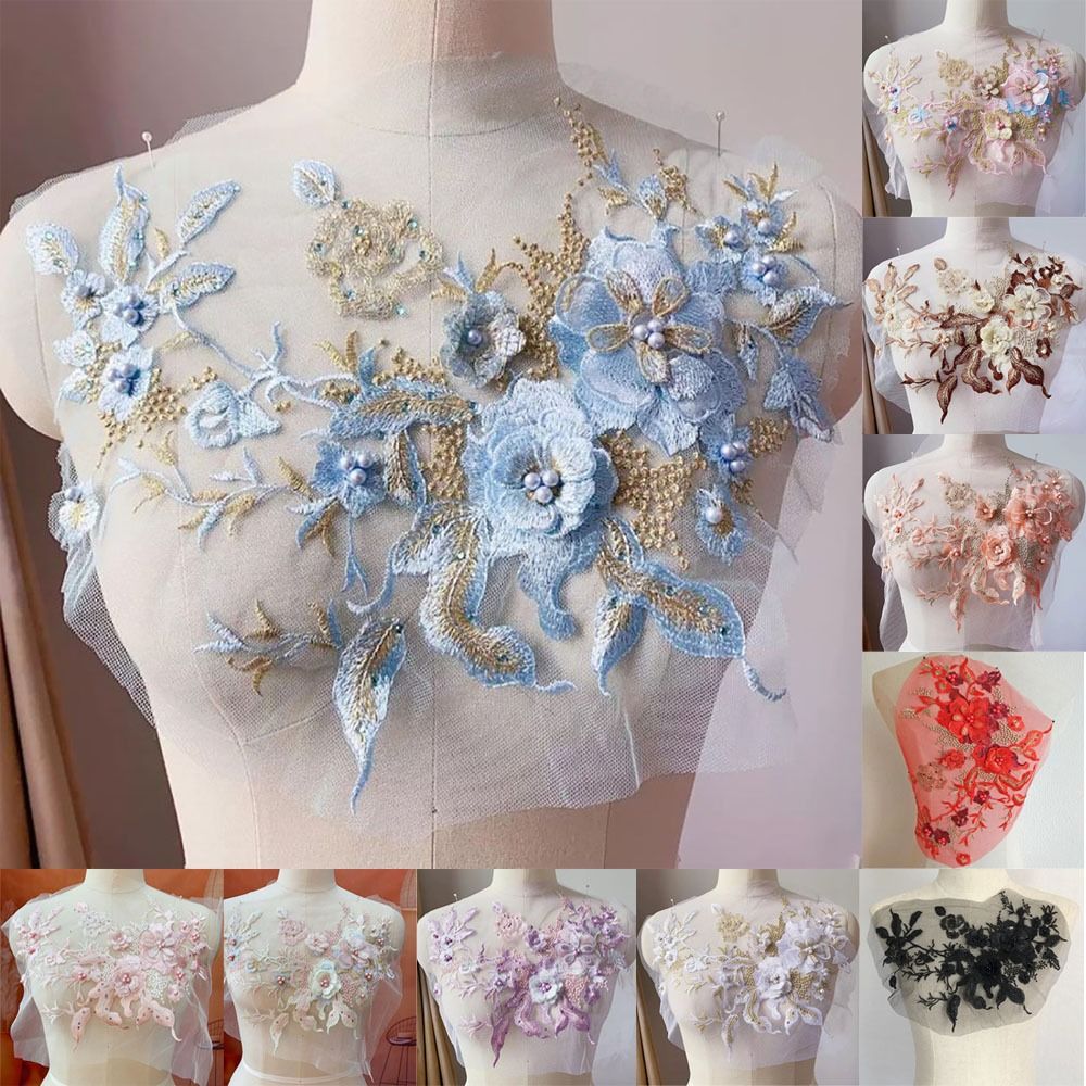 3D Flowers Beaded Lace Fabrics – обзор и цена Embroidery Flower Pattern
