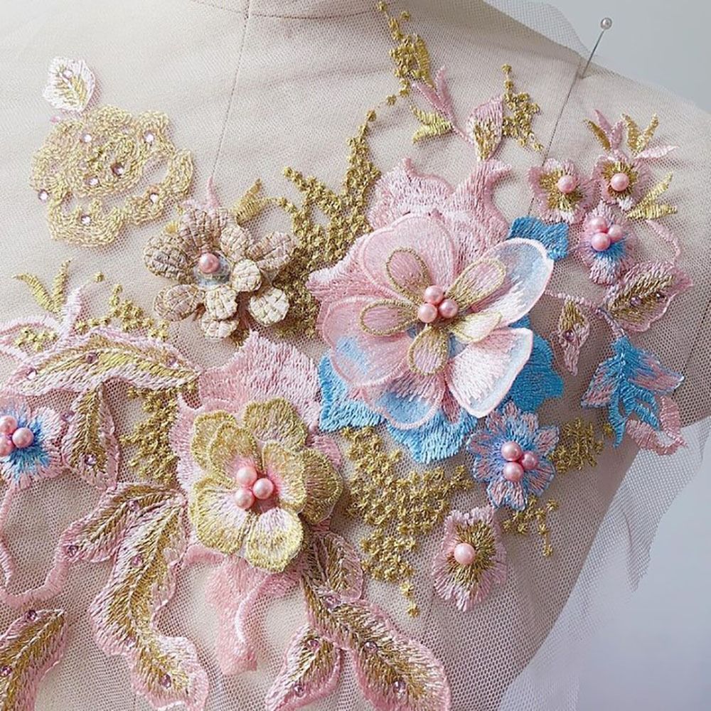3D Flowers Beaded Lace Fabrics – обзор и цена Embroidery Flower Pattern