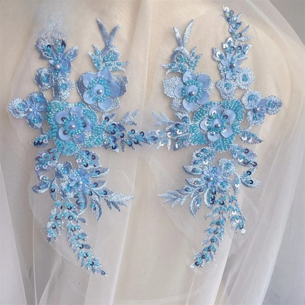2PCS/1Pair New 12 Colors Sequi – обзор и цена Embroidery Flower Pattern