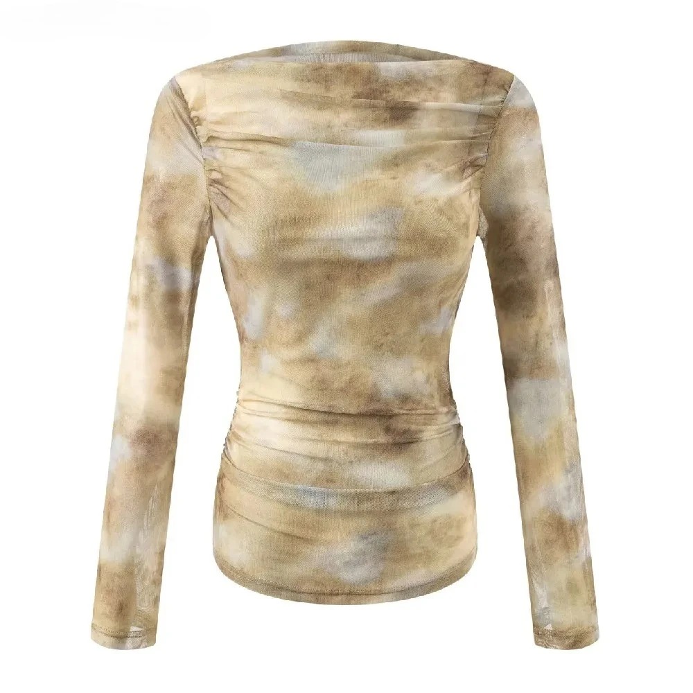 2025 Sexy Tie-Dye Print Ruched – обзор и цена Embroidery Shirt