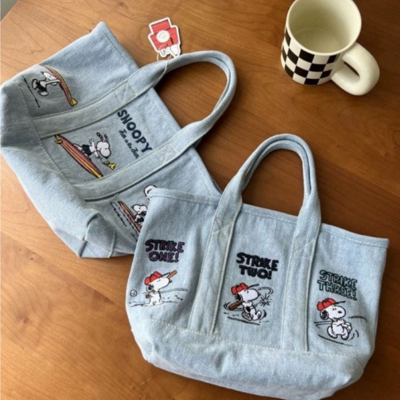 New Snoopy Comic Denim Tote, L – обзор и цена Embroidery Job