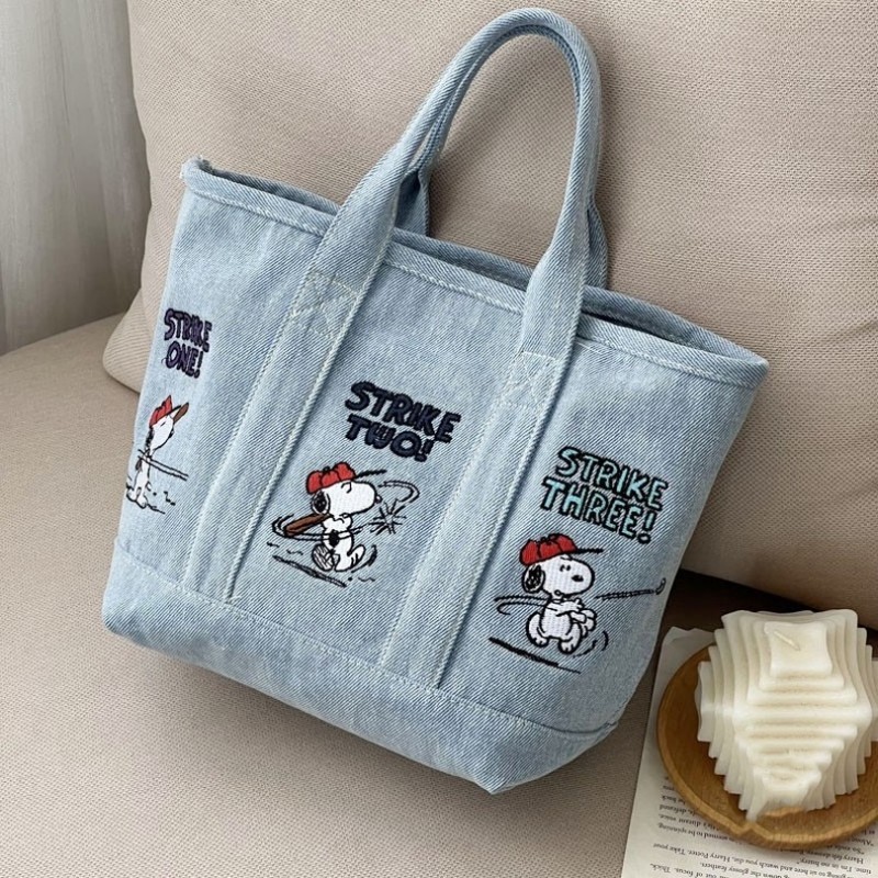 New Snoopy Comic Denim Tote, L – обзор и цена Embroidery Job