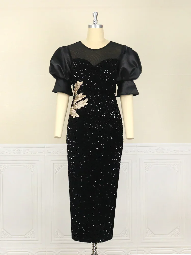 Women Plus Size Dress Sequin B – обзор и цена Embroidery Motif
