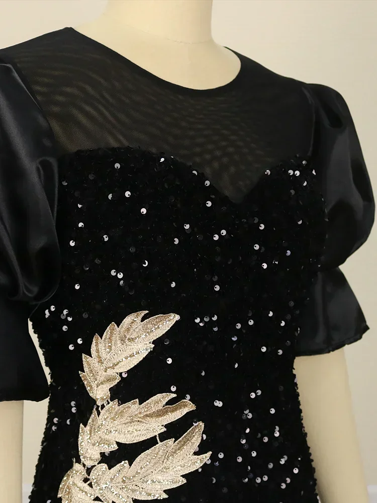 Women Plus Size Dress Sequin B – обзор и цена Embroidery Motif