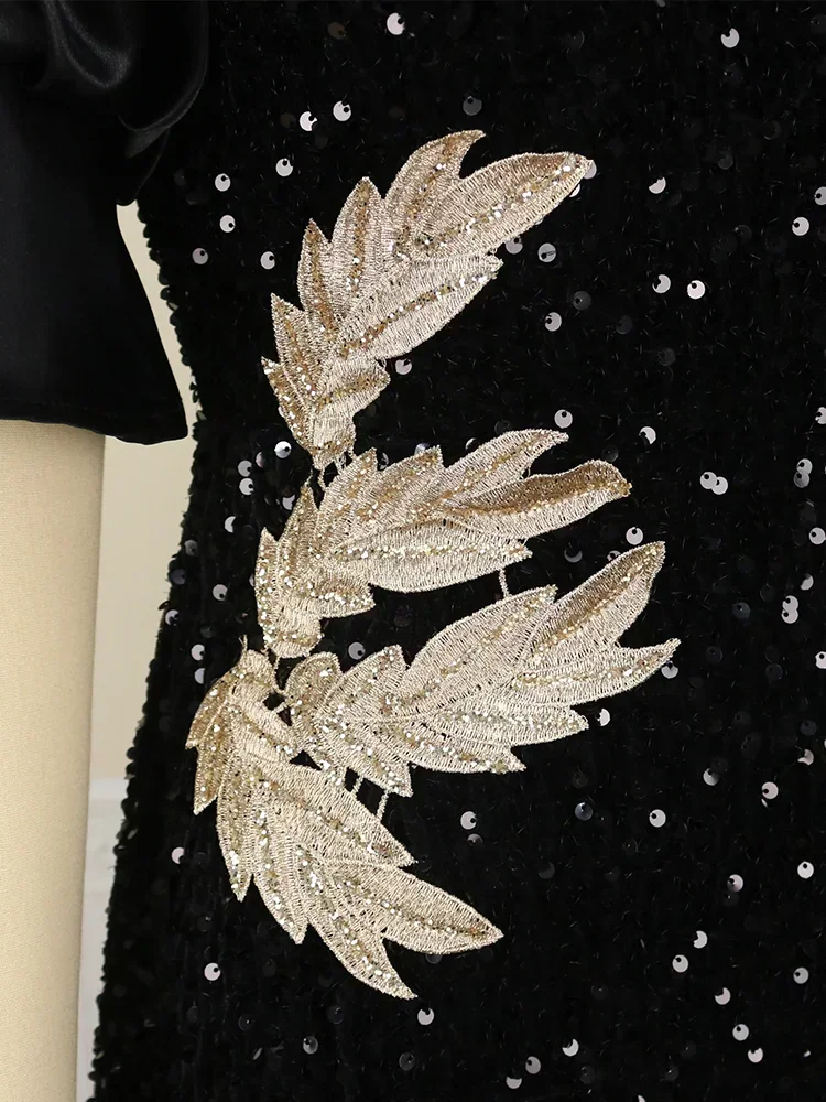 Women Plus Size Dress Sequin B – обзор и цена Embroidery Motif
