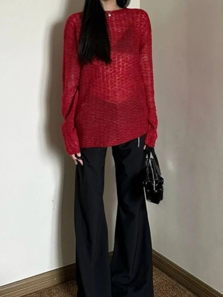 Y2K See-Through Knitted Women' – обзор и цена Embroidery Shirt